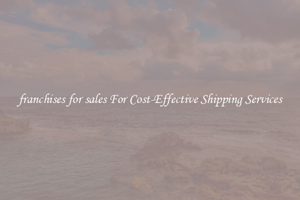 franchises for sales For Cost-Effective Shipping Services